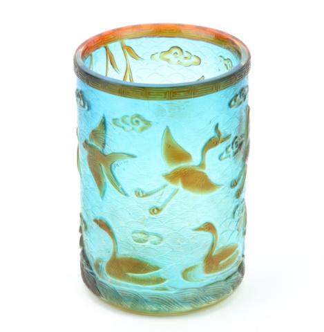 Signed Chinese Carved Peking Glass Brush Wash (1 of 7)