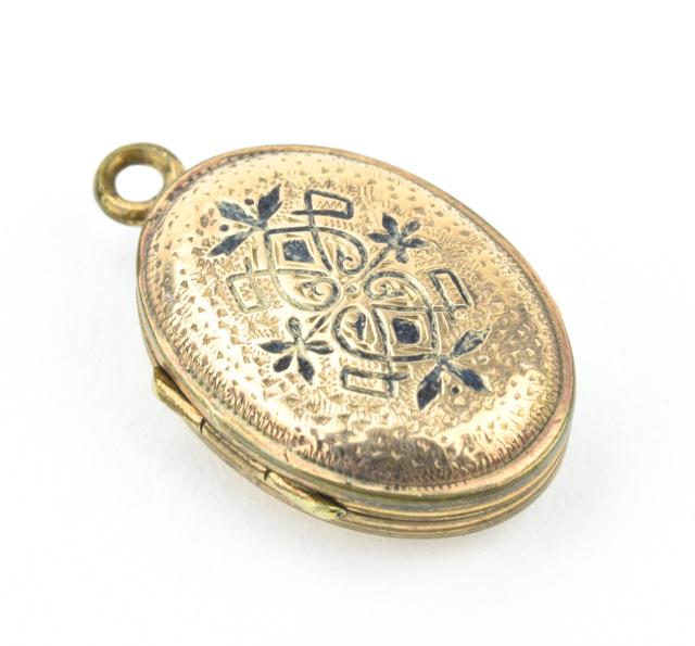 Antique 19th C Yellow Gold Locket Necklace  Pendant w (1 of 5)