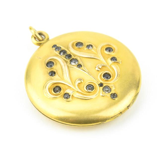Antique C 1900 Art Nouveau Gold & Paste  Locket (1 of 8)