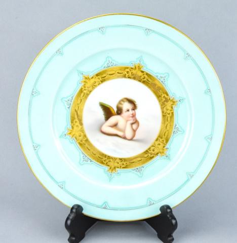 Antique 19th C Hand Painted Cherub Porcelain  Plate. (1 of 7)