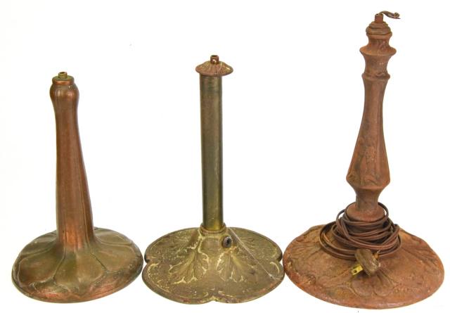 3 Antique Arts & Crafts Cast Iron Table Lamp  Bases. (1 of 7)