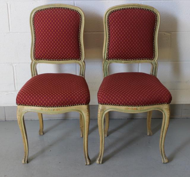 Pair French Provincial Carved & Upholster  Dining / (1 of 8)