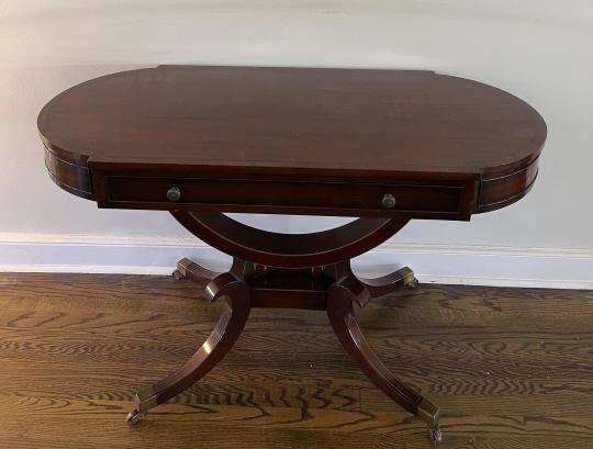 Duncan Phyfe Style Console Table on Castors.  Measures (1 of 10)