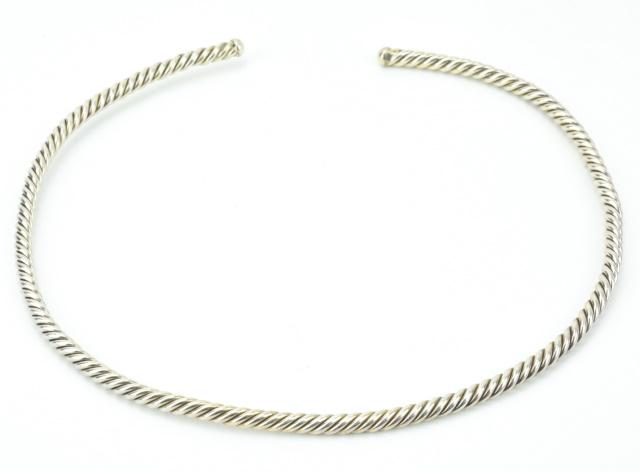 David Yurman Style Sterling Silver Torque Necklace (1 of 6)