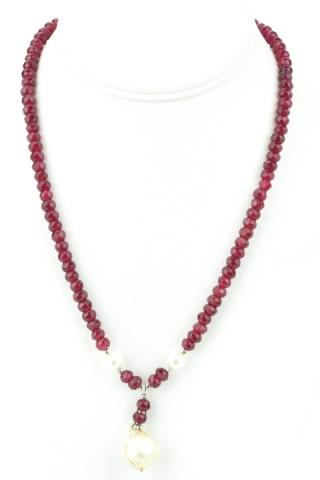 Faceted Ruby Bead & Baroque Pearl Necklace (1 of 8)