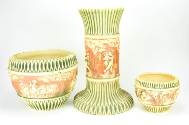 Antique Roseville Donatello Jardiniere & Pedestal (1 of 11)