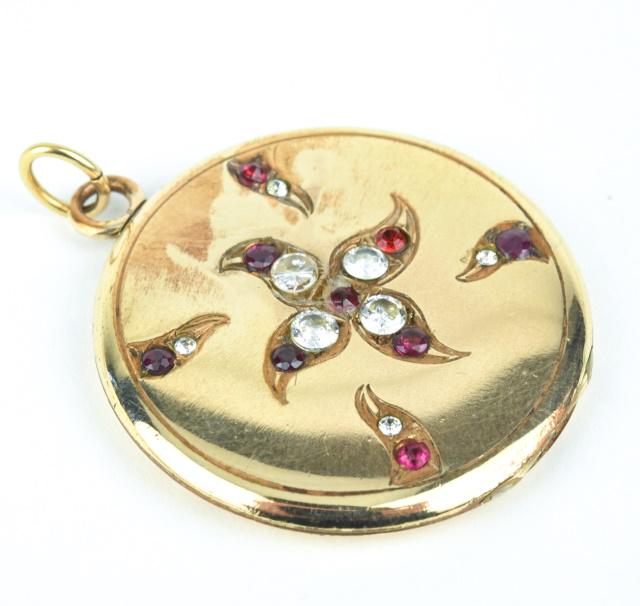 Antique 19th C Locket Set w Garnet & Rubies (1 of 6)