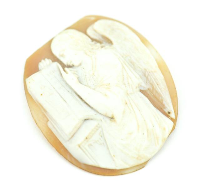 Antique 19th C Carved Shell Cameo of an Angel (1 of 5)