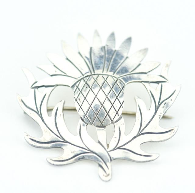 Estate Scottish Sterling Silver Thistle Brooch (1 of 6)