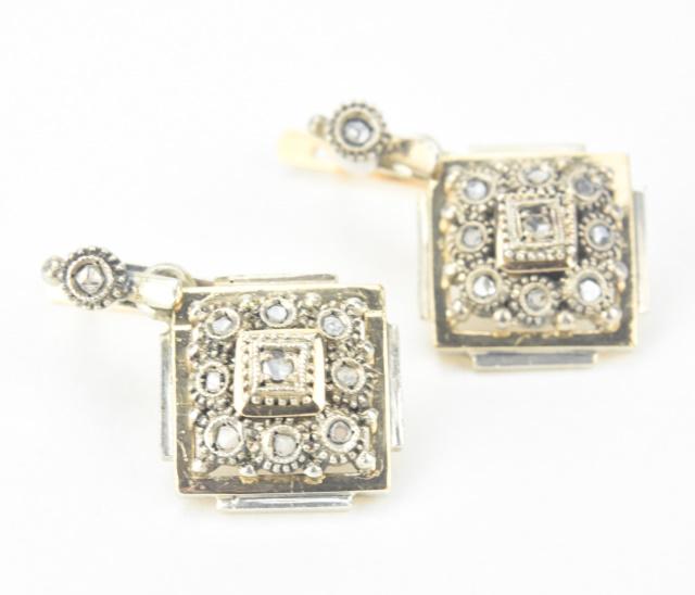 Estate 14kt Gold & Rose Cut Diamond Earrings (1 of 6)