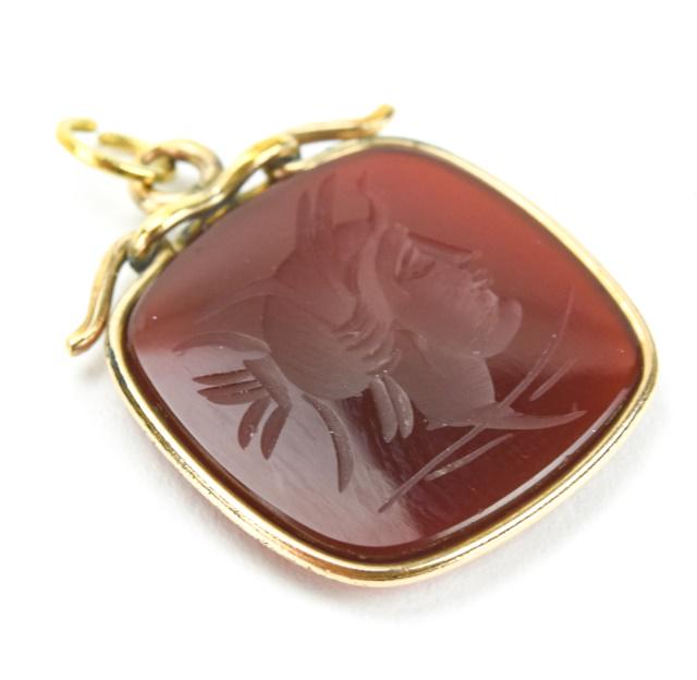 Antique 19th C Carnelian Intaglio Necklace Pendant (1 of 5)