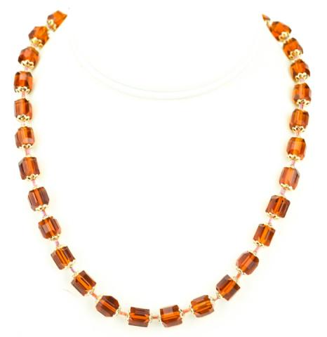 Vintage Faceted Citrine Crystal Bead Necklace (1 of 5)
