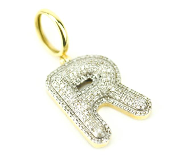 Estate 14kt Gold & Pave Diamond R Pendant (1 of 6)