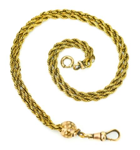 Antique 19th C Watch Chain w Dog Clip & Jump Ring (1 of 7)