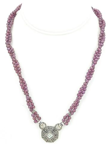 Art Deco Style Ruby Sterling & Marcasite Necklace (1 of 8)