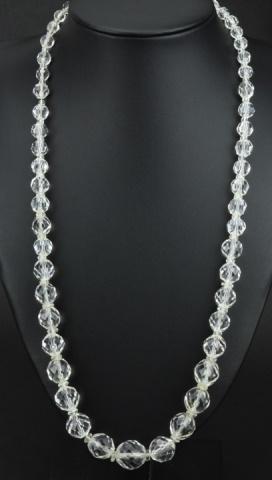 Antique Faceted Rock Crystal Art Deco Necklace: Antique Faceted Rock Crystal Art Deco Necklace. Having graduated size faceted rock crystal beads. Measures 23 inches in length.