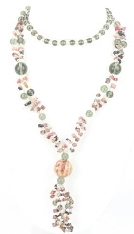 Coral, Agate, Pools of Light Crystal Bead Necklace (1 of 7)