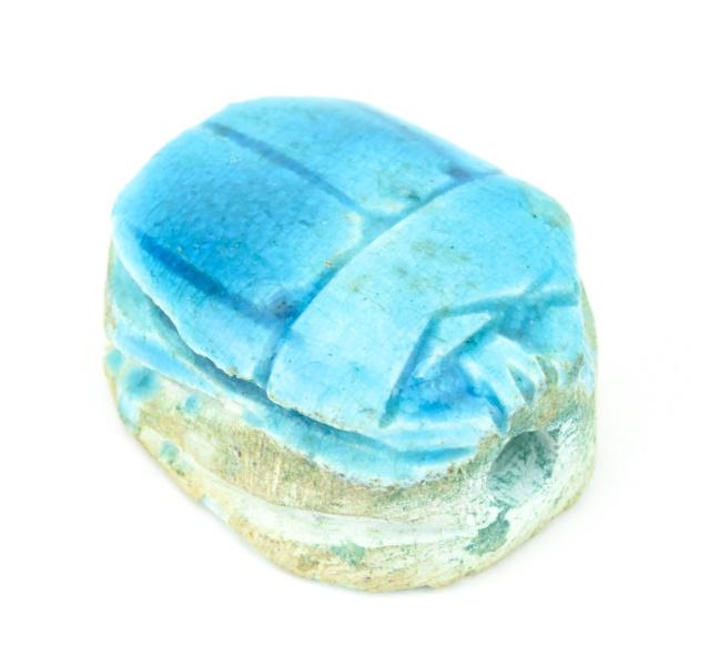 Antique Egyptian Faience Pottery Scarab Pendant (1 of 4)