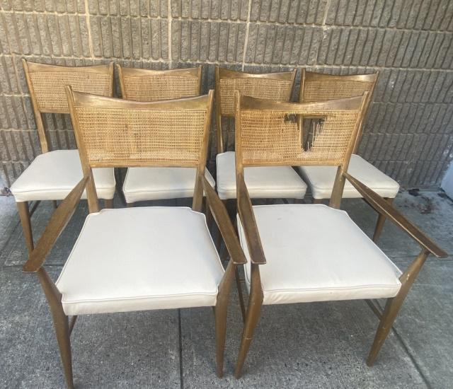 6 Cane Back & White Leather Dinning Chairs (1 of 14)