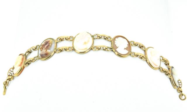 Antique Six Panel Carved Portrait Cameo Bracelet (1 of 9)