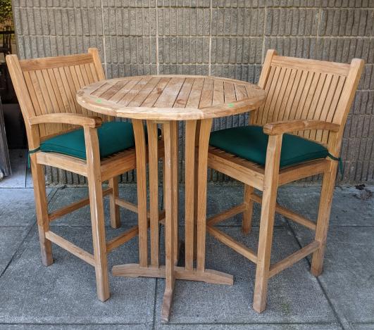 2 Outdoor Light Wood Bar Chairs & Table (1 of 8)