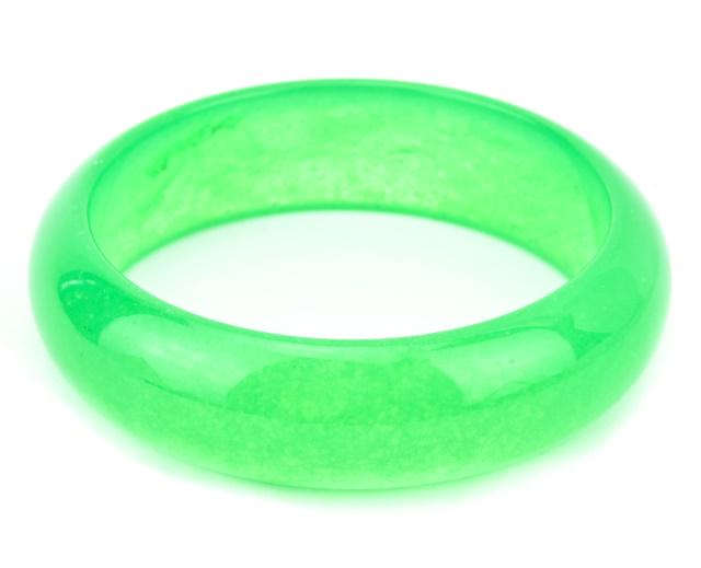 Carved Chinese Green Jade Bangle Bracelet (1 of 7)
