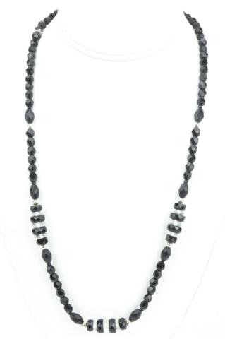Estate Art Deco French Jet & Crystal Bead Necklace (1 of 6)