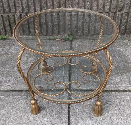Hollywood Regency Gilt Wrought Iron Side Table (1 of 4)