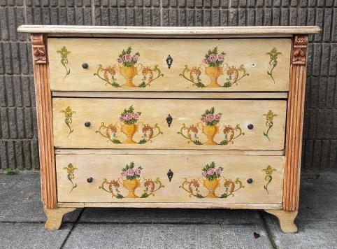 19th C French Country Hand Painted Chest Drawers (1 of 8)