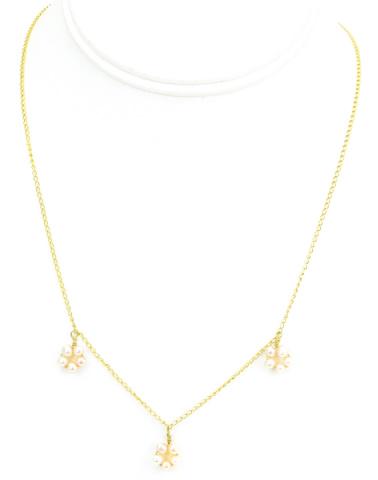 Gold Over Sterling Silver & Baroque Pearl Necklace: Gold Over Sterling Silver & Baroque Pearl Necklace. Measures just over 19 inches in length.