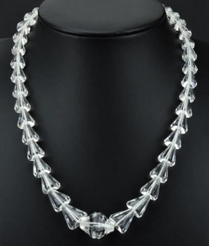 Antique Art Deco Faceted Rock Crystal Necklace: Antique Art Deco Faceted Rock Crystal Chocker Necklace. Measures 15.5 inches in length.