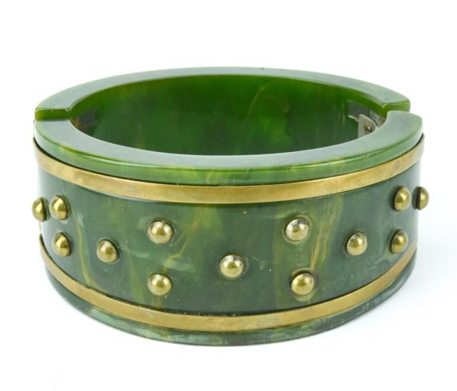 Vintage Marbled Bakelite Hinged Bangle Bracelet (1 of 6)