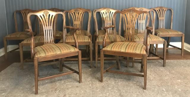 Set of 12 19th C Hepplewhite Style Dining Chairs (1 of 8)