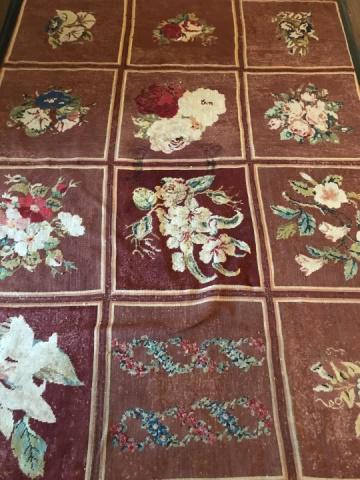 Needlepoint Tapestry Checkerboard Carpet Throw Rug (1 of 3)