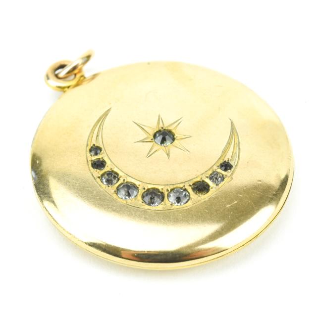 Antique 19th C Crescent Moon & Starburst Locket (1 of 7)