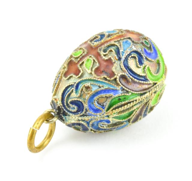 Antique Russian Faberge Style Enamel Egg Pendant (1 of 5)