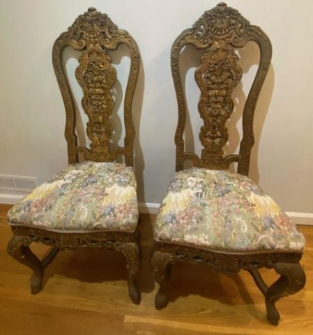 Baroque Style Heavily Carved High Back Chairs (1 of 6)