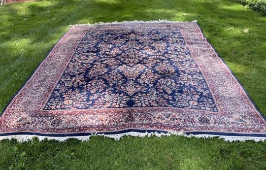 Karastan Persian Floral Wool Carpet w Navy (1 of 8)