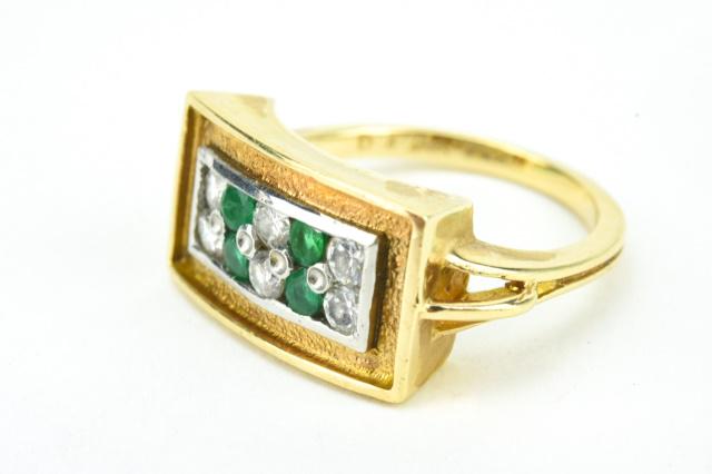 Art Deco 14K Gold Diamond & Emerald Ring (1 of 7)