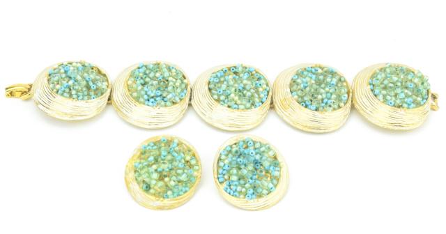 Vintage Capri Gold Tone Blue Beaded Demi Parure (1 of 9)
