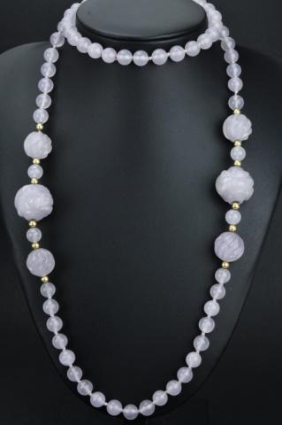 Estate 14kt Gold & Chinese Lavender Jade Necklace (1 of 8)
