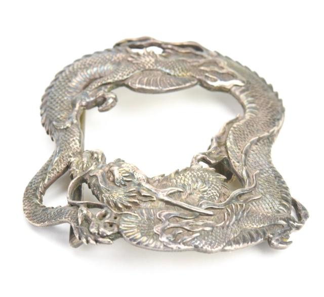 Antique Chinese Export Silver Dragon Belt Buckle (1 of 5)