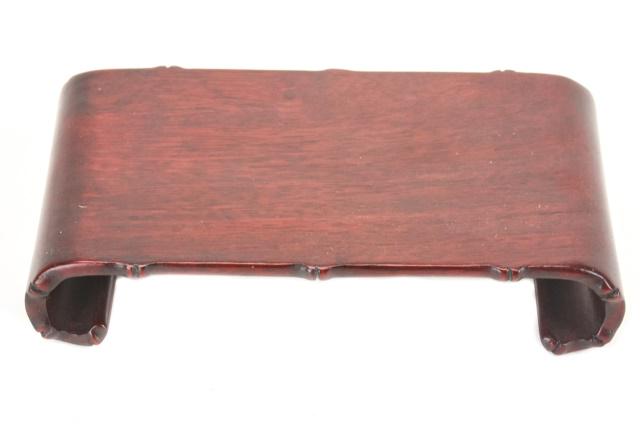 Antique Chinese Carved Hardwood Display Stand: Antique Chinese Carved Hardwood Display Stand. Faux bamboo design on front and back. Measures 5.25 inches in length.