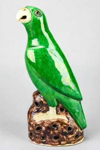Chinese Green Glazed Ceramic Parrot Statue (1 of 8)