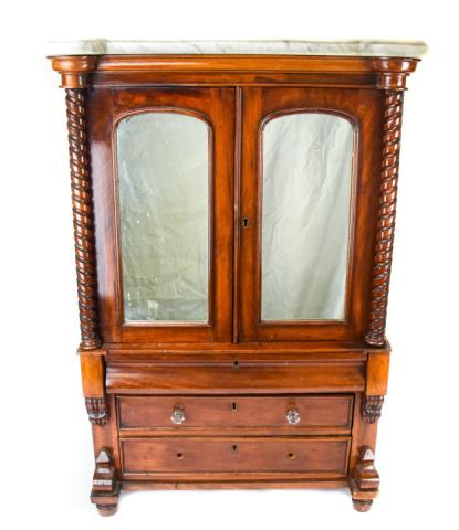 Antique 19th C Mahogany & Marble Doll Armoire (1 of 10)