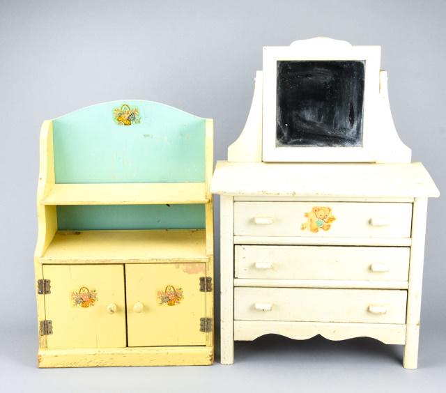 2 Antique Wooden Doll Size Furniture Pieces (1 of 10)