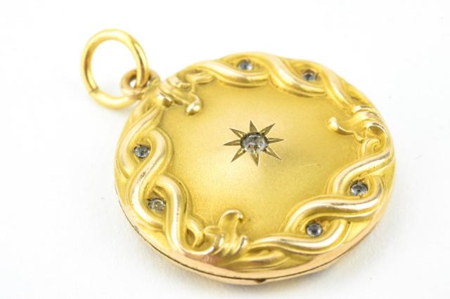 Antique 19th C Art Nouveau Gold & Paste Locket (1 of 6)