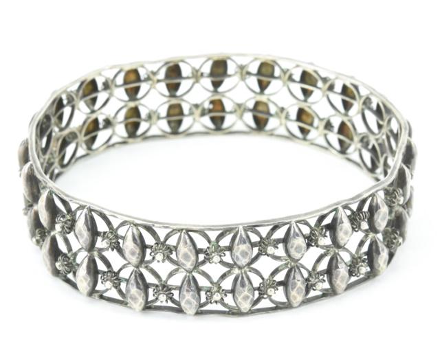 Antique 19th C Silver & Cut Steel Bangle Bracelet (1 of 6)
