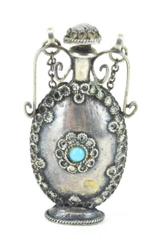 Estate Sterling Silver & Turquoise Perfume Pendant (1 of 9)