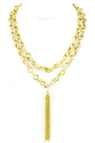 Vintage Gilt Metal Costume Jewelry Necklace (1 of 6)